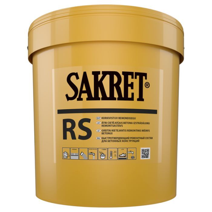 Sakret RS - Ātri cietējošais betona izstrādājumu remontsastāvs. 10kg